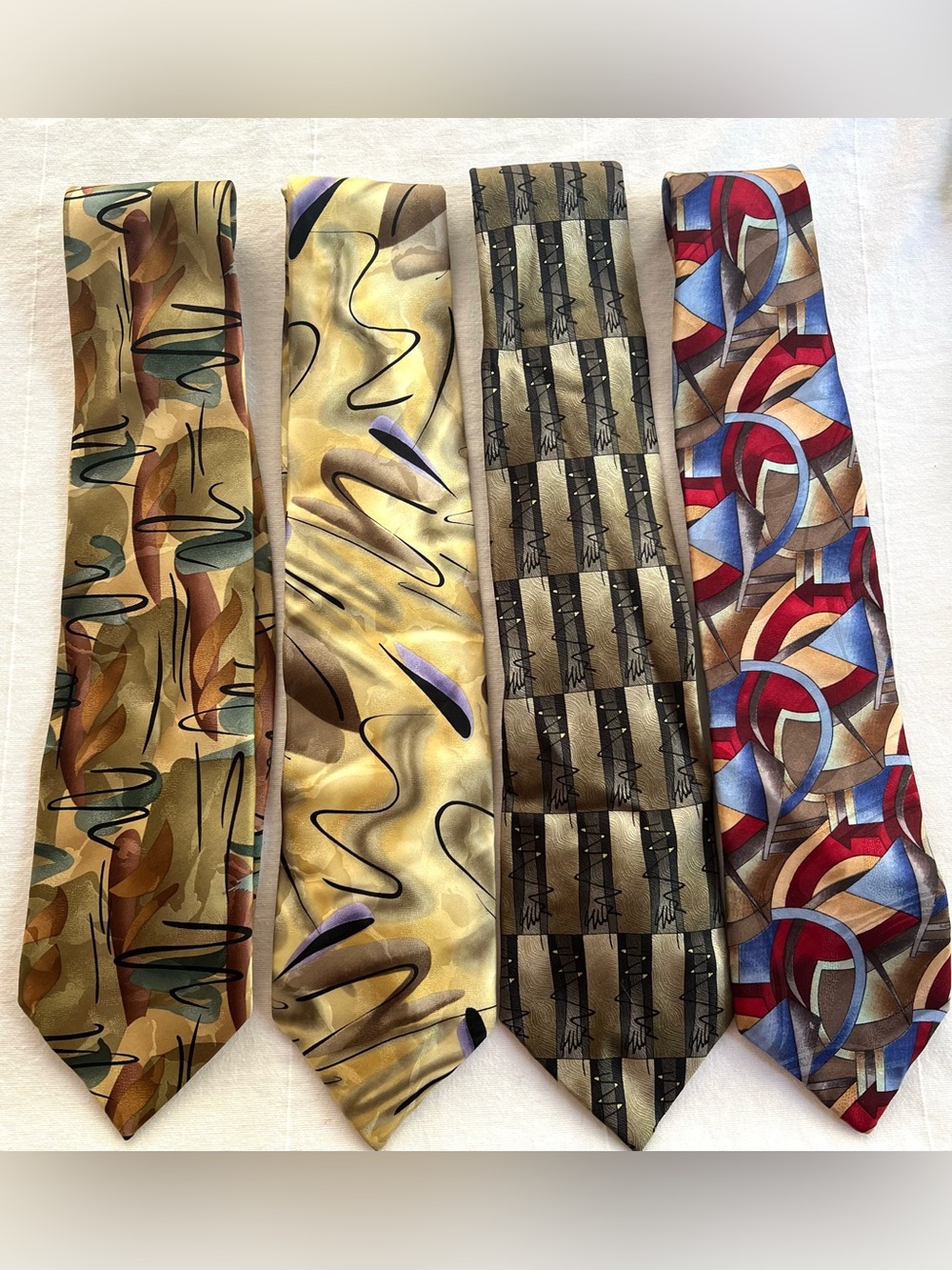 J.GARCIA Ties Jerry Garcia Grateful Dead 100% Silk Lot Of 4 Multicolor Neckties